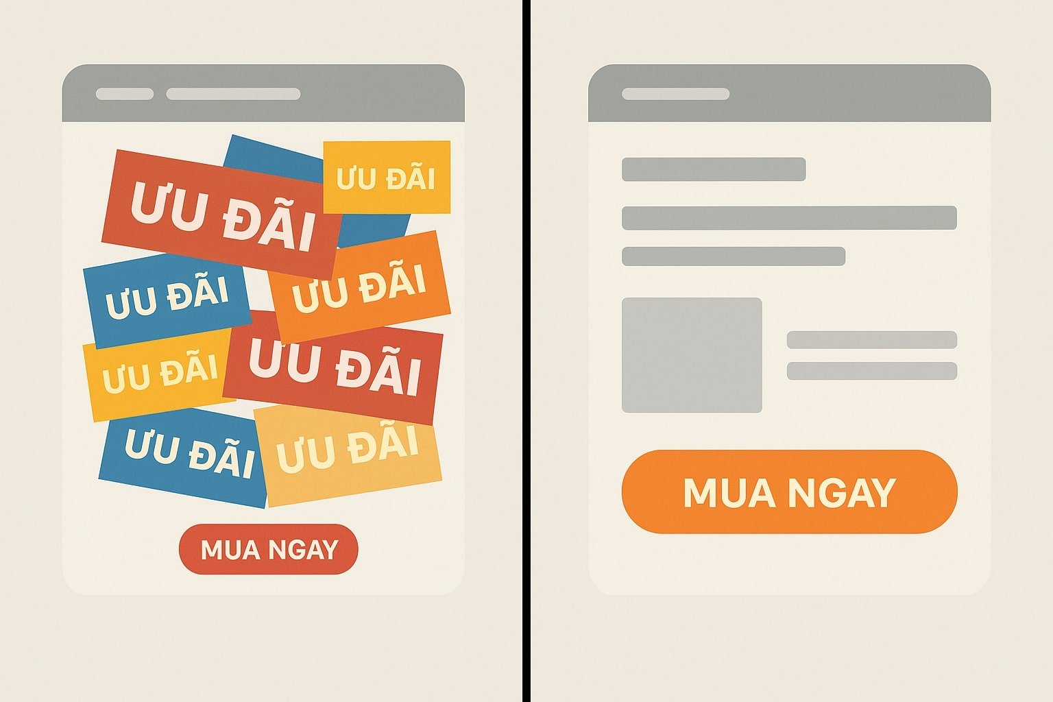 Giao diện rối, không rõ CTA